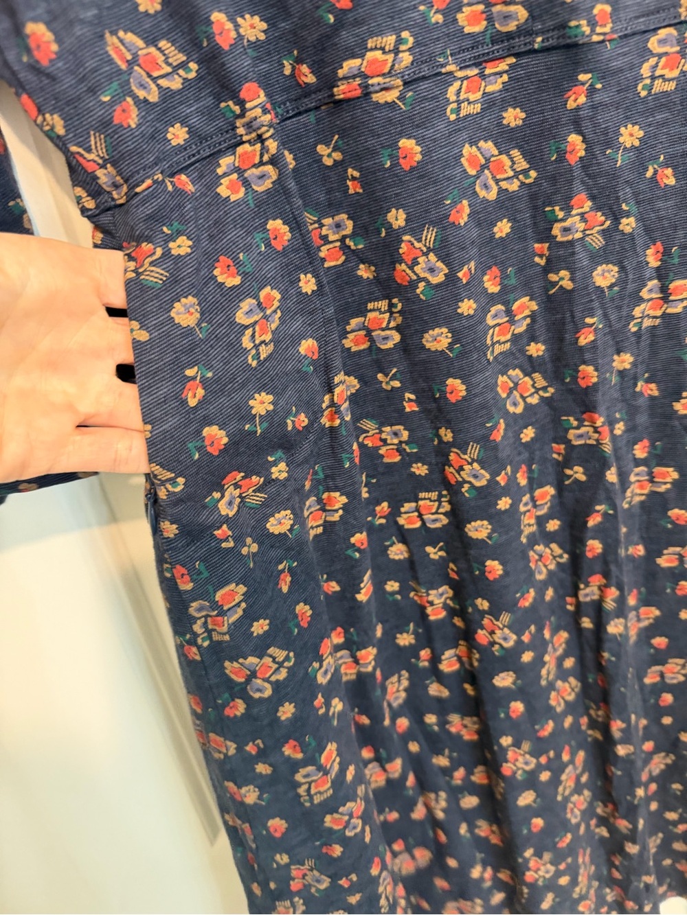 Toad&Co Rosalinda Dress M Navy Floral Organic Cotton Tencel Midi Boho - Picture 3 of 7